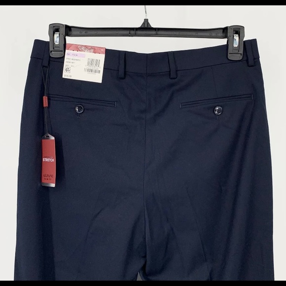 Alfani Slim Fit Flat Traveler Dress Pants 32W/ 34L Navy Blue NWT. - Picture 6 of 10